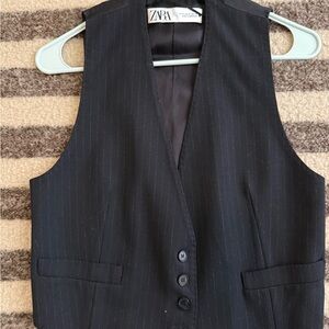 Zara Charcoal Pinstripe Vest